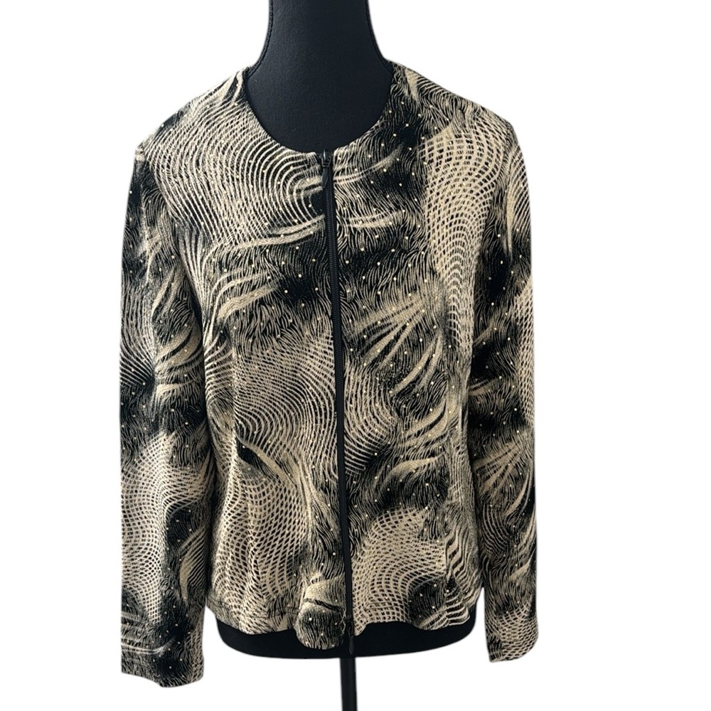 Chico's Black and Cream Patterned Jacket